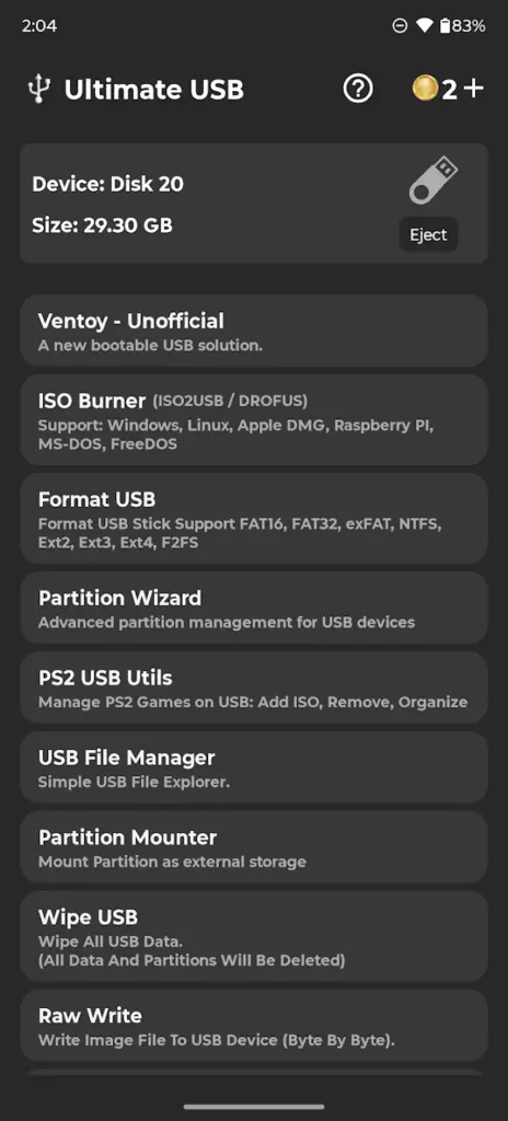 front interface ultimate usb