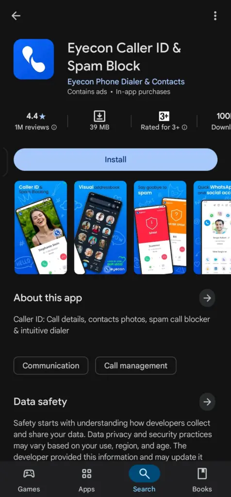eyecon caller id spam block playstore