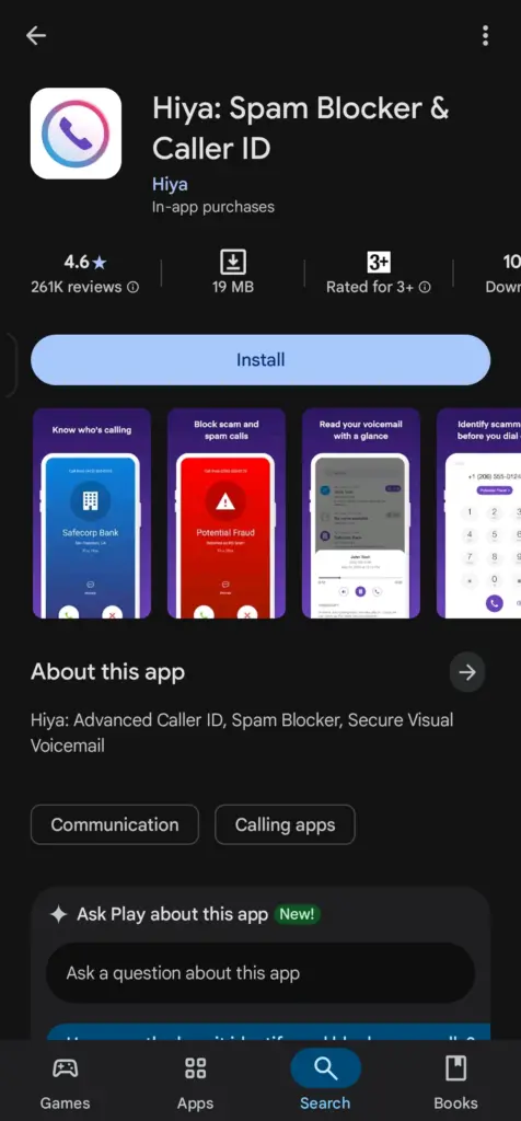 hiya spam blocker and caller id playstore