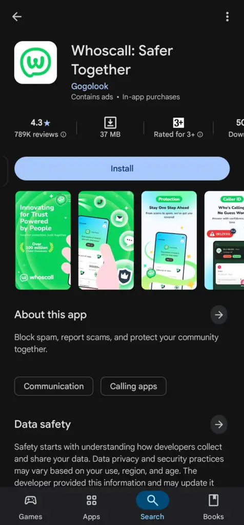 whoscall playstore